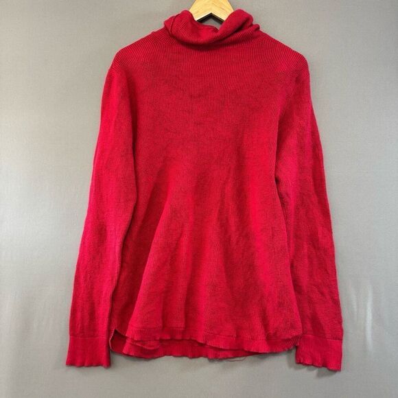 Lauren Ralph Lauren Knit Red Sweater Size 1X Cotton Blend Mock Neck - Picture 5 of 12